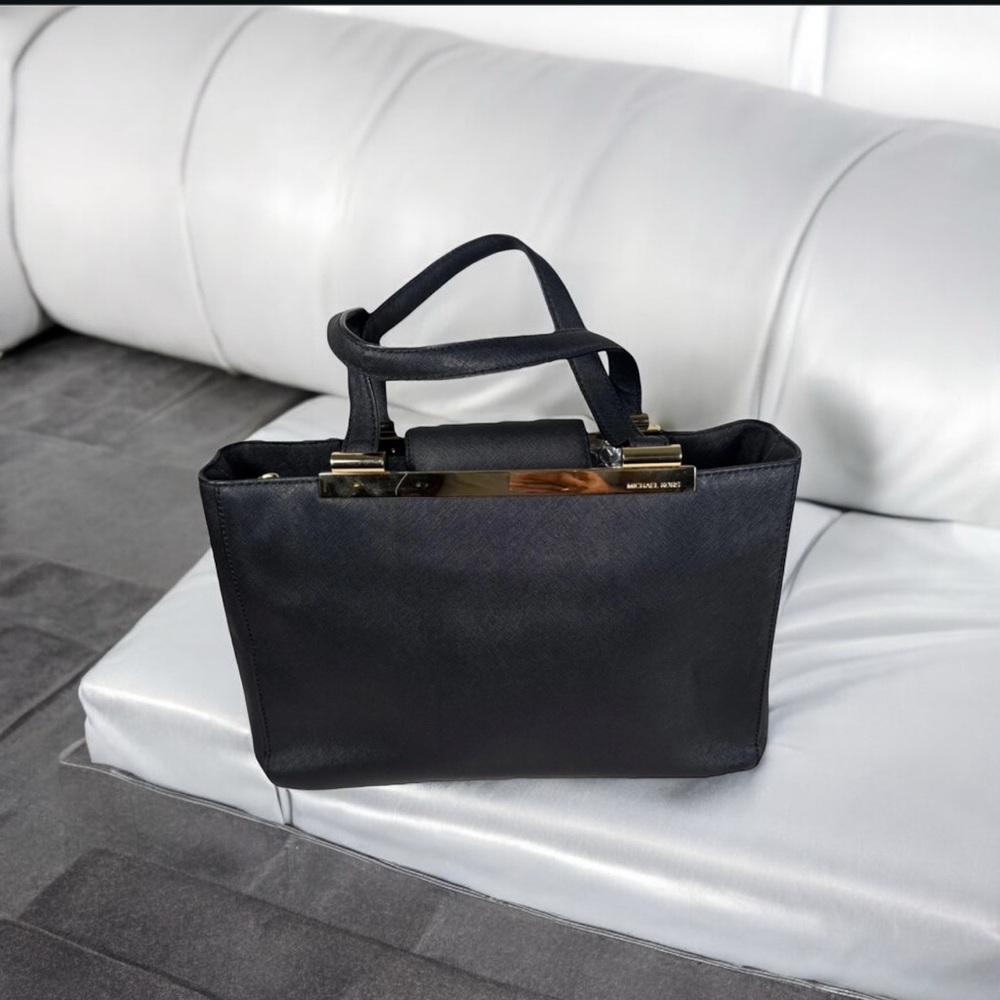 MICHAEL KORS Tote Handbag TILDA SAFFIANO LEATHER MEDIUM BLACK authentic